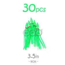 30pcs 3.5" Squid Skirts Trolling Octopus Fishing soft Lure green Hoochies 9cm