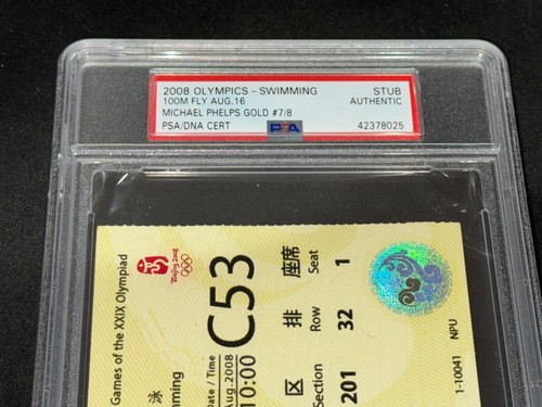 Michael Phelps "2008 Olympics 8 Gold Medals!!" 7th Win Record Signed Ticket PSA - Picture 2 of 5