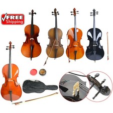School Band 4/4 Size Basswood Acoustic Cello Bag Bow Rosin Bridge