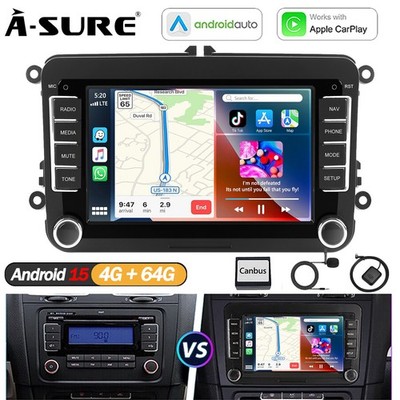 4+64GB Android 15 Navi Autoradio CarPlay für VW GOLF 5 6 Plus POLO Tiguan Touran