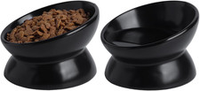 Elevated Ceramic Cat Bowl, 15&deg; Tilted Raised Food & Water Dishes, Anti-Vomiting