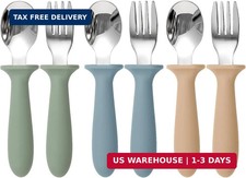 Eascrozn Toddler Utensils, 6 Pack kids Silverware Set with Silicone Handle, 18/8