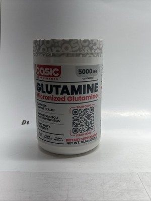 Basic Glutamine Powder, 5000mg L-Glutamine for Muscle Recovery, Exp 10/2026