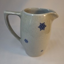 Vintage Pitcher with Blue Snowflake Design Made in USA