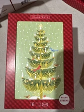 HALLMARK Image Arts BOX OF 16 CHRISTMAS Cards Decorated Tree w Winter Birds New