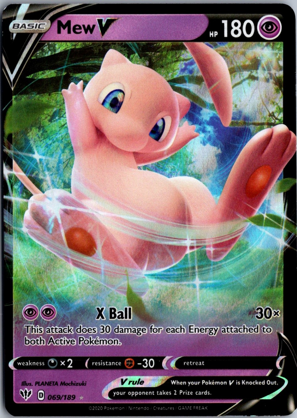 Mew V Ultra Rare SWSH03: Darkness Ablaze 069/189 NM Pokemon