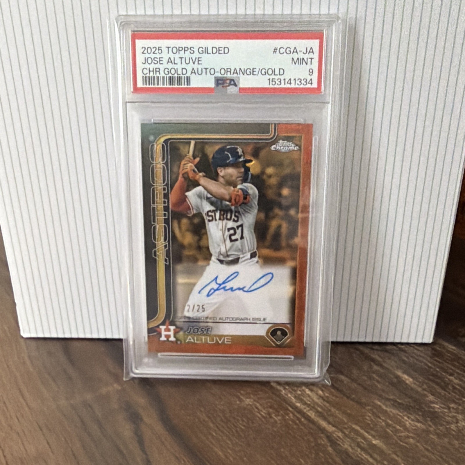2025 Topps Gilded Collection Jose Altuve #CGA-JA Orange Refractor /25 PSA 9