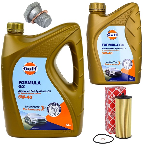 MotoröL Filter Set Gulf Formula GX 5W-40 6 Liter + Schraube FüR BMW 3Er 5Er E60-image