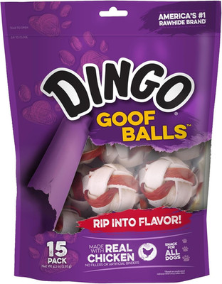 Goof Balls 15 Count, Premium Rawhide Treats for Small Dogs, Made with Real Chick