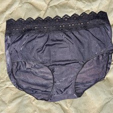 NEW Olga Secret Hug Sz 9 2XL Semi Sheer Black Silky Nylon Hipster Panty 913J3