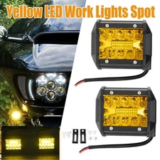 Pair 4" LED Work Lights Amber Spot Pods OffRoad Truck ATV UTV Driving Fog Lamps