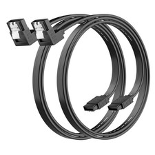 SATA Cable III 18 Inch 2-Pack, 7-Pin 90 Degree Right Angle Connector, 6Gbps S...