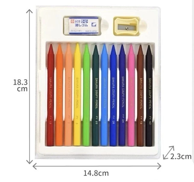 Sakura Coupy pencil 12 color colour  crayon FY12-R1 12 colored pencils Japan New - Image 3 of 3