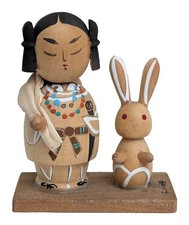 Japanese Folklore Kokeshi Doll 'The White Hare of Inaba' 8cm Creative Woodcraft