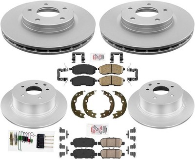 Fnt Rer GEO Performance Coated Disc Brake Rotors Pads Fits Nissan Sentra 13-2019