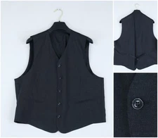 Mens Waistcoat XL Size US 46 Vintage Black Formal Business 100% Wool Dress Vest