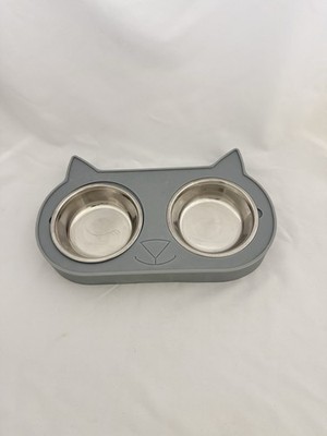 Everyday Better Together Cat Face Double Diner Cats Feeding Water Food Bowl