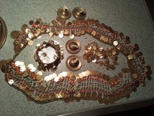 Bauchtanz Schmuck goldfarben, 4x Messing Zills/Zimbeln Karneval-Fasching