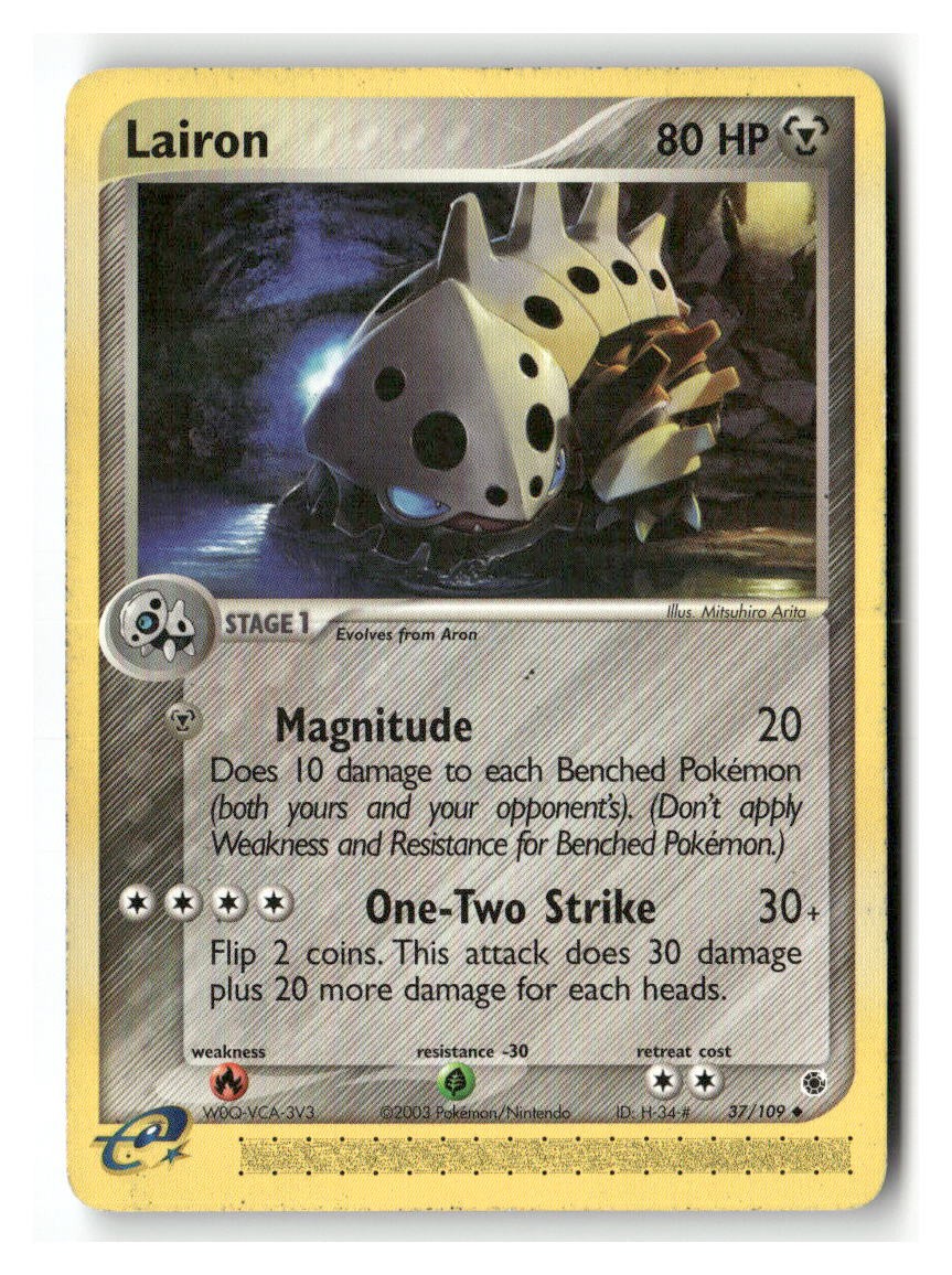 Lairon 37/109 Uncommon Ruby & Sapphire Pokemon Heavily Played