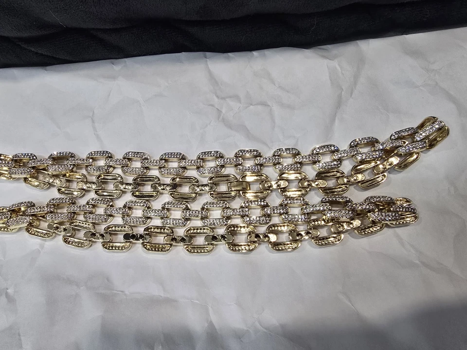 ¡Nuevo! Juego de cadena de oro helado por goteo collar de eslabones de cadena de oro de 18 y 22". ¡Unisex! Foto 4 de 4