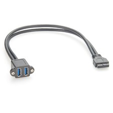 0.45M 20Pin USB 3.0 To Dual Port Type A Female Screw Panel Mount Cable