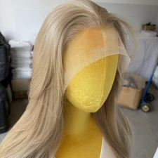 Ash Blonde Women HD Lace Front Wigs Layered Long Straight Heat Resistant Hair