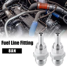 2pcs Car 8AN Male Flare Bulkhead to 5/16" Hose Barb Fuel Tank Fitting Adapters