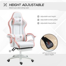 Vinsetto Racing Style Gaming Chair with Reclining Function, White and Pink