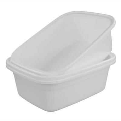 3-pack 18 Quart Dish Pan Wash Basin, Large Dish Tub, White