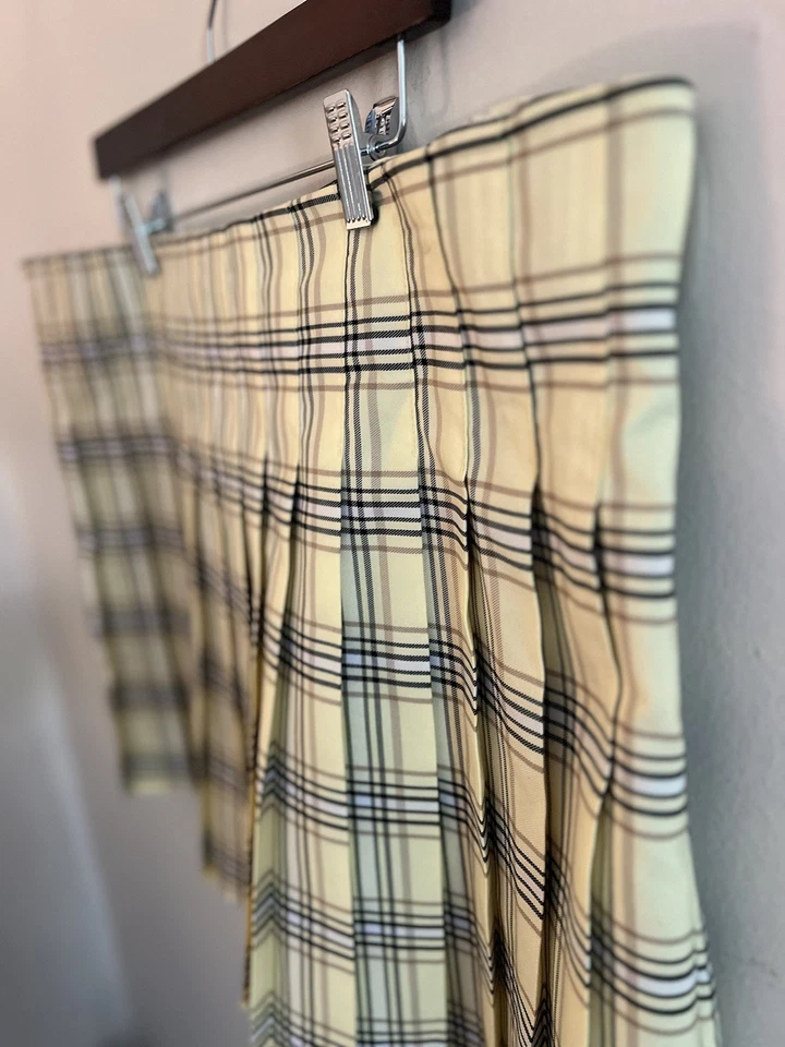 Y2K No boundaries  Skirt Womens XXXL Junior’s Pleated Mini yellow plaid Clueless - Image 3 of 4