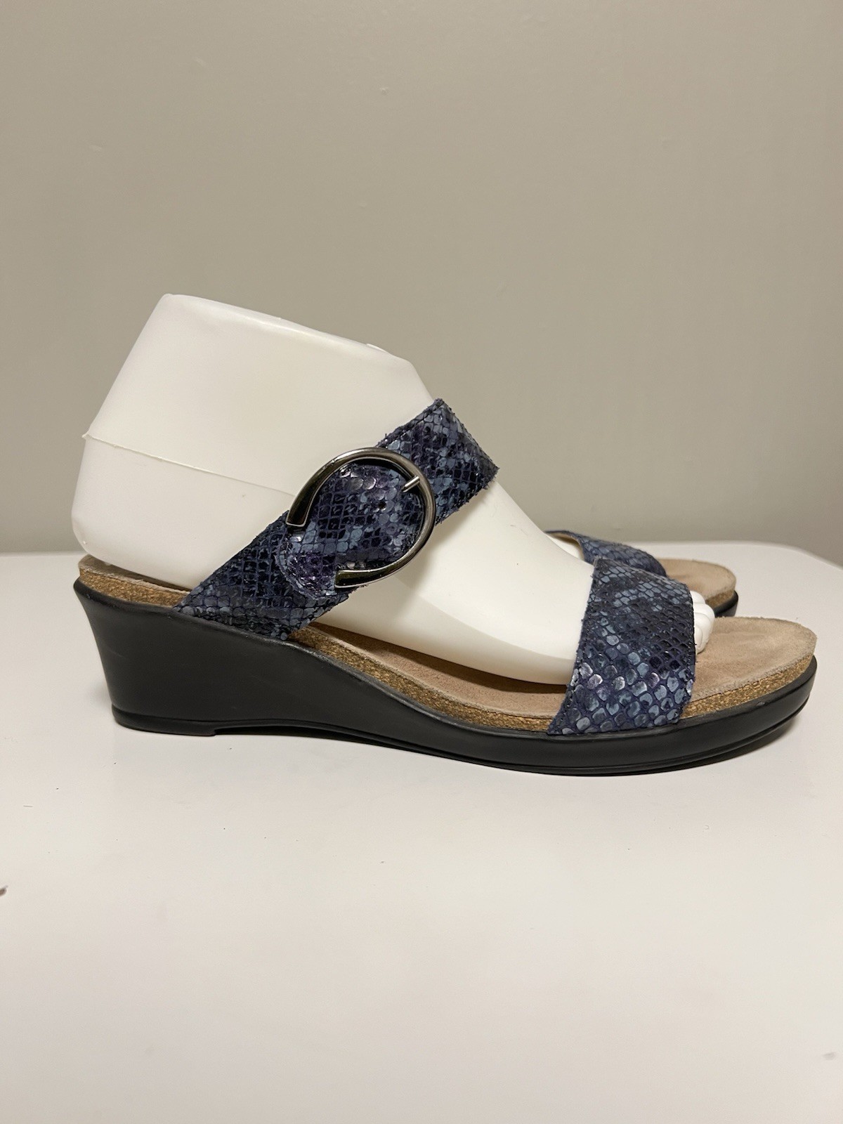 Mephisto Nadia Sandal Blue Leather Python Wedge H… - image 3