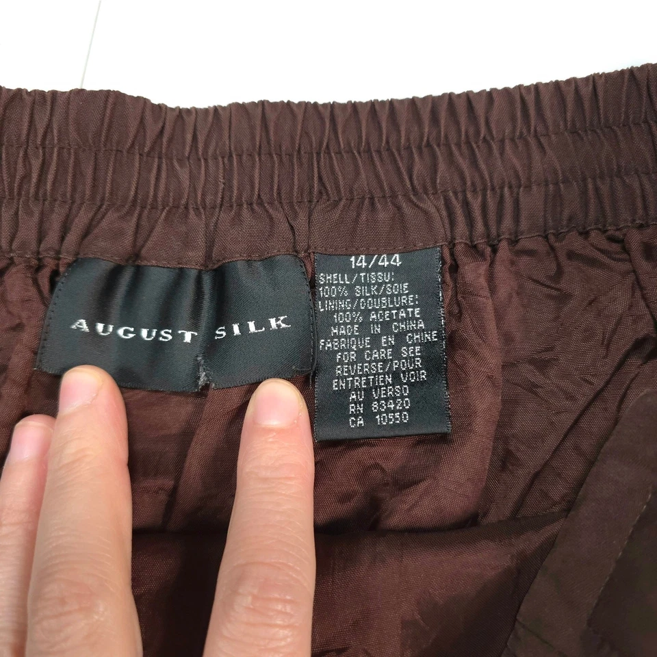 Falda envolvente August Silk Chocoate marrón 100 % seda para mujer talla 14/44 clásica de lujo Foto 3 de 4