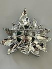 Danecraft Vintage Enamel Yellow Flower Green Leaves Silver Tone Brooch Pin — photo 6