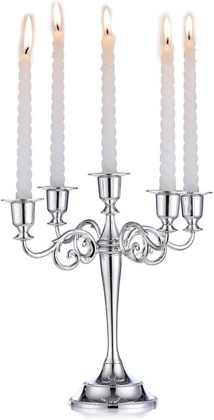 KerzenstäNder Aluminium Tischdeko FüR Esstisch, Hotel, Abendessen, Silber-image
