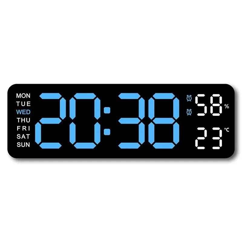 LED Digital Large Display Wall Desk Alarm Clock With Calendar Temperature Date