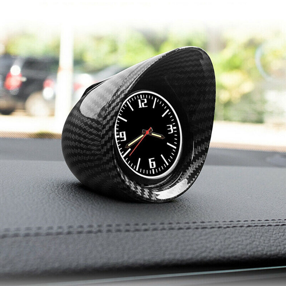 Carbon Fiber Look Car Interior Dashboard Clock Luminous Backlight Accessories
