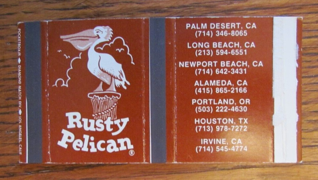 POCKETBOX MATCHBOX COVER: RUSTY PELICAN HOUSTON PALM DESERT LONG BEACH  ALAMEDA C | eBay