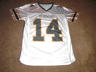 ST EDWARD EAGLES white green #14 Football Jersey men's Large