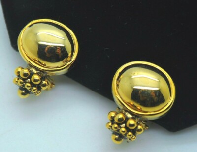 EXQUISITE  gold Balinese Caviar Dots gold color Omega Post Earrings lot E-14