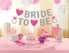 BRIDE TO BE GLITTER BANNER GARLAND BRIDAL PARTY HANGING DECORATION ENGAGEMENT