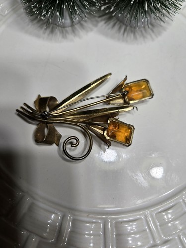 Vintage 1930s Filigree Brass Brooch - Picture 5 of 5