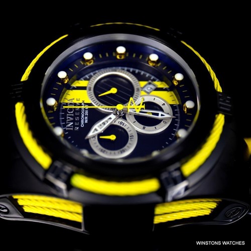 Invicta Reserve Bolt Zeus S1 Racer Black Yellow Chrono 52mm Swiss Mvt Watch New - 第 7/11 張圖片