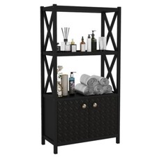 Modern Bathroom Storage Floor Cabinet Double Doors Kitchen Open Shelves Cabinet
