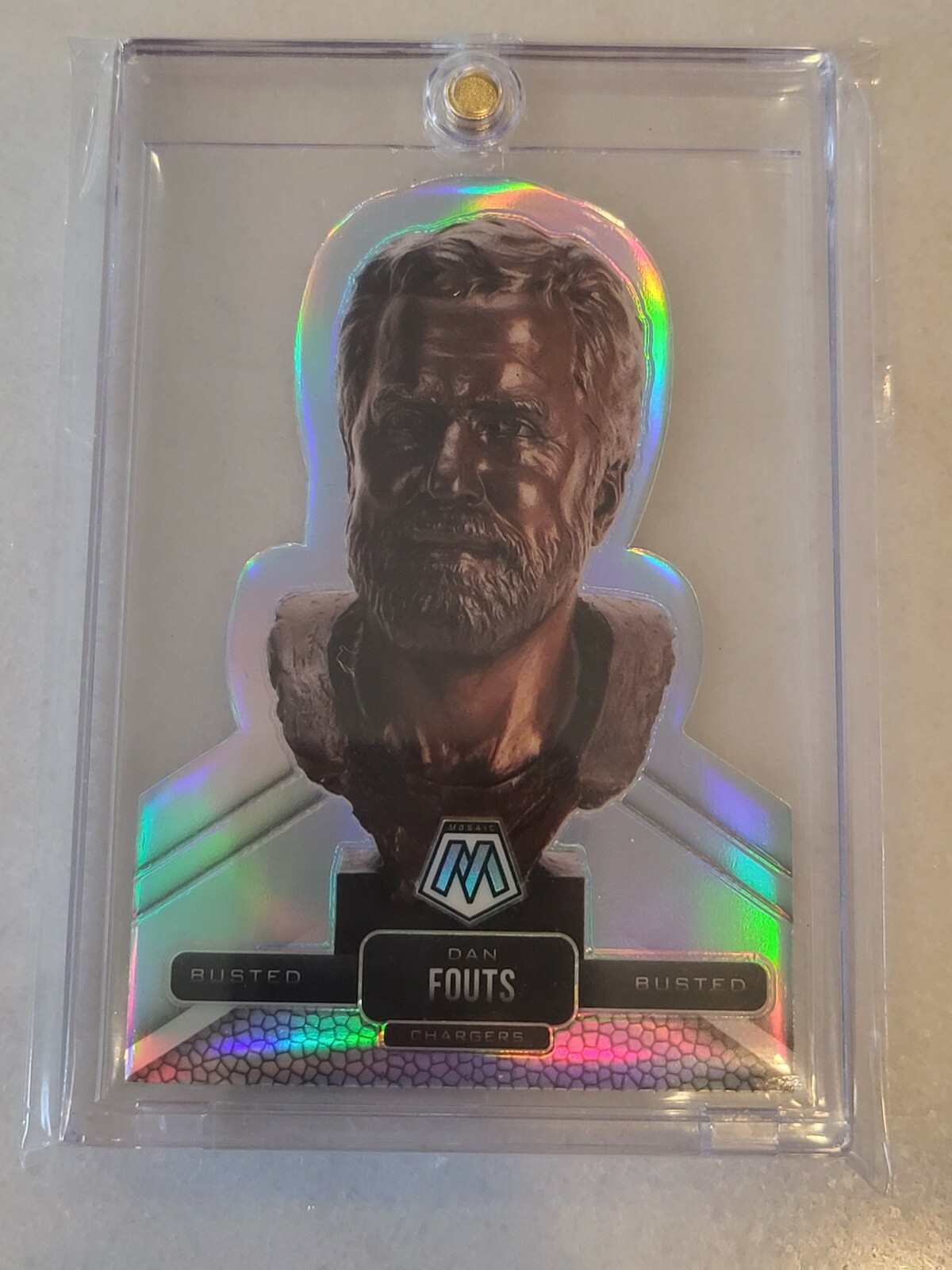 2021 Mosaic Football Dan Fouts Busted CASE HIT Silver Prizm Chargers #BU-18