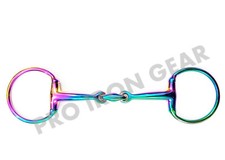 Rainbow Color EGGBUTT Double Jointed Horse Bit With Oval Link Stainless Steel