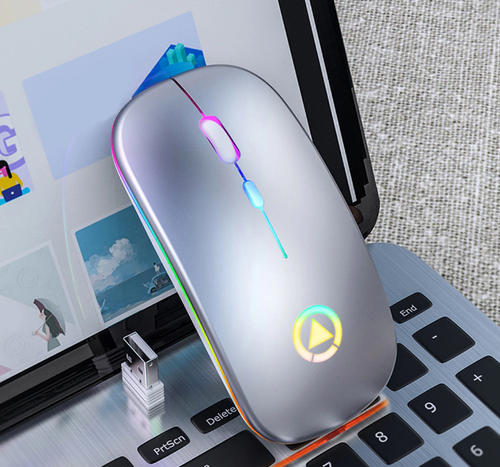 Ultra-thin LED Colorful Lights Rechargeable Mouse Mini Wireless Mute USB Optical - Picture 4 of 9