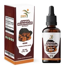 Chaga Mushroom Extract Organic Non GMO Tincture Liquid Herbal Drops 2 Fl Oz