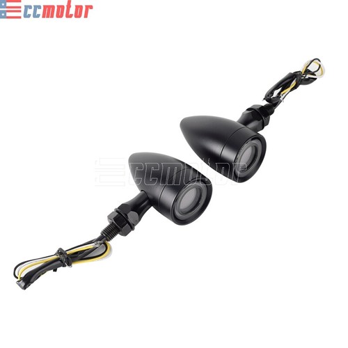 Motorcycle Mini LED Turn Signals Lights Amber White Blinker Indicator For Bobber - Picture 3 of 9