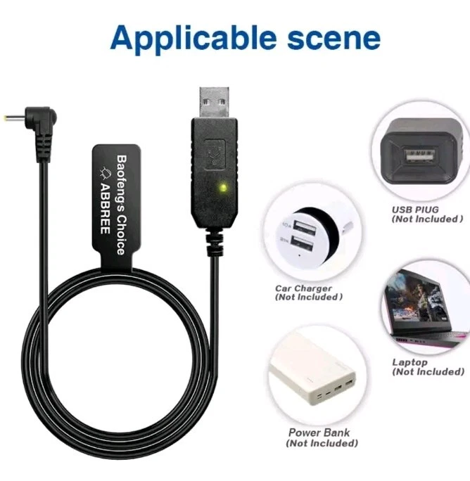 USB Charger Cable with Indicator Light for BaoFeng UV-5R Extend Battery BF-UVB3 - Image 2 of 4