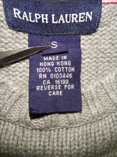 RALPH LAUREN Kid's Boy's Girl Cotton Jumper Gray Sweater Size S - Picture 4 of 10